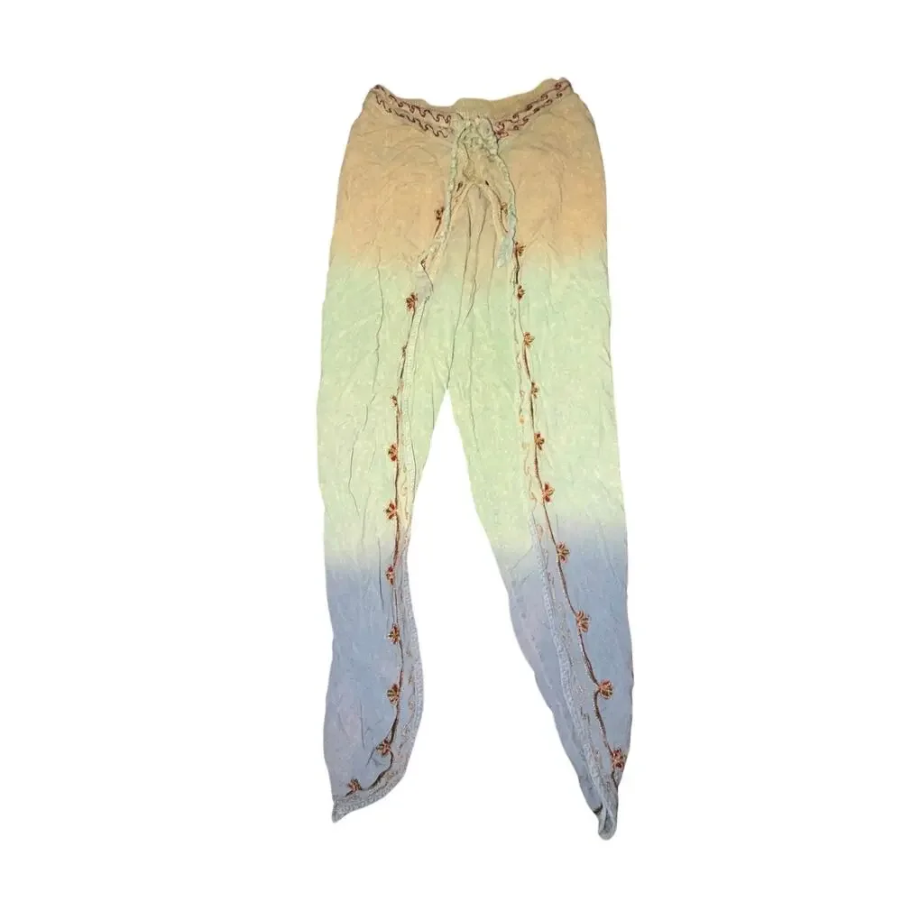 Earthbound Trading Company Pants Womens Sz S Ombre Dip Dye Wrap Legs Boho Hippie